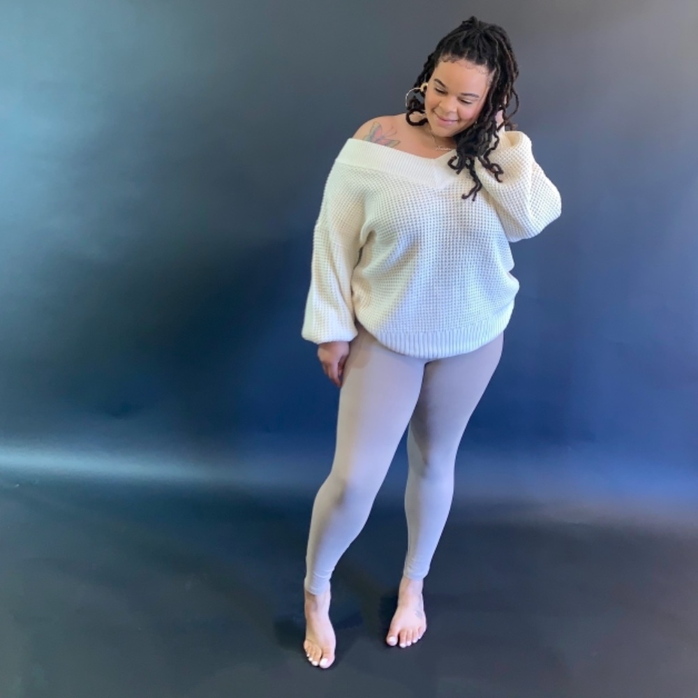 Shoulder Waffle Sweater(Cream)